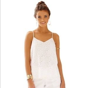 Lilly Pulitzer White Crochet Lace Racerback Tank